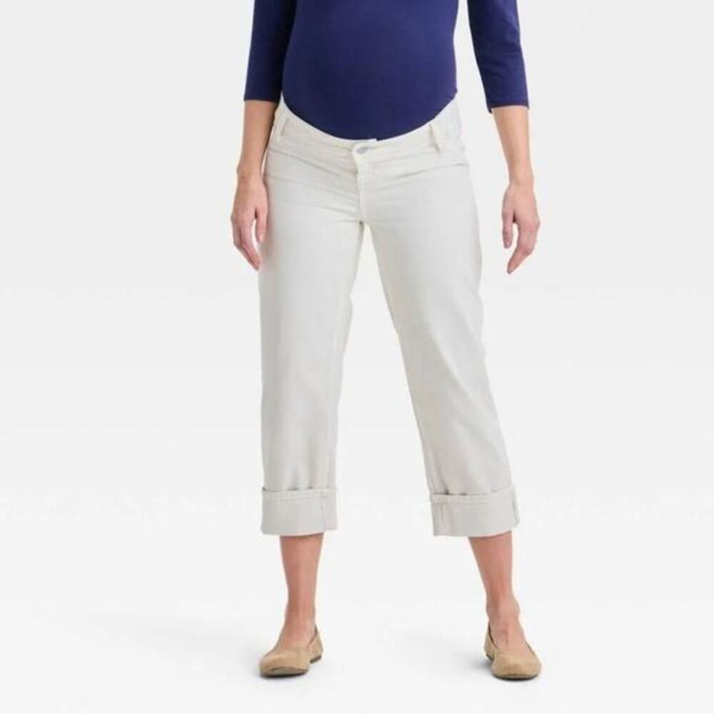Isabel By Ingrid Under Belly Cropped Vintage Low-Rise Straight Maternity Pant 16